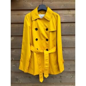 Coach sunflower yellow short trench coat with tie waist